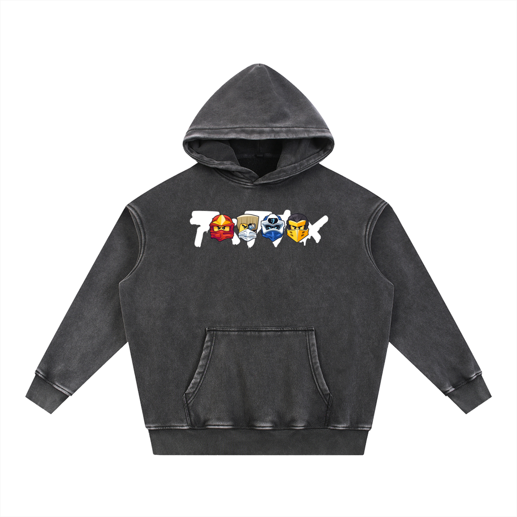 'Ninja' Snow Wash Fleece Oversize Hoodie