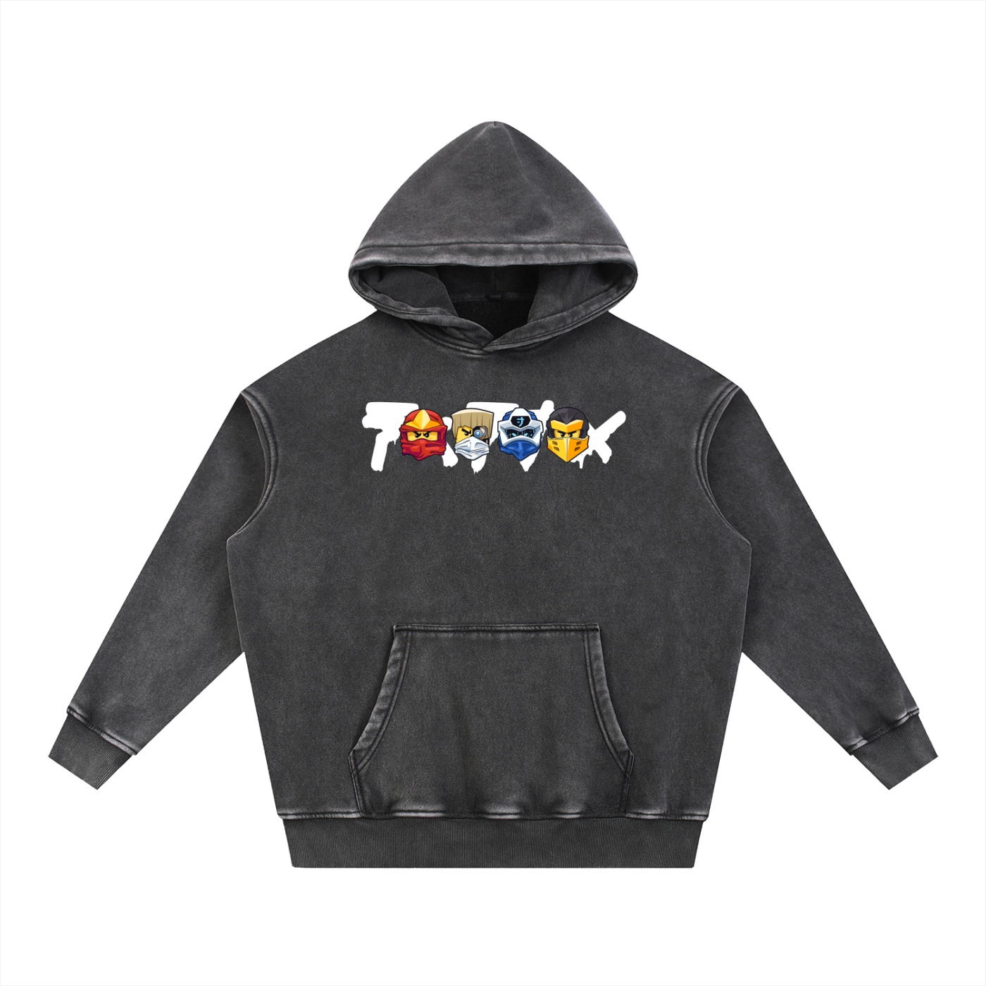 'Ninja' Snow Wash Fleece Oversize Hoodie